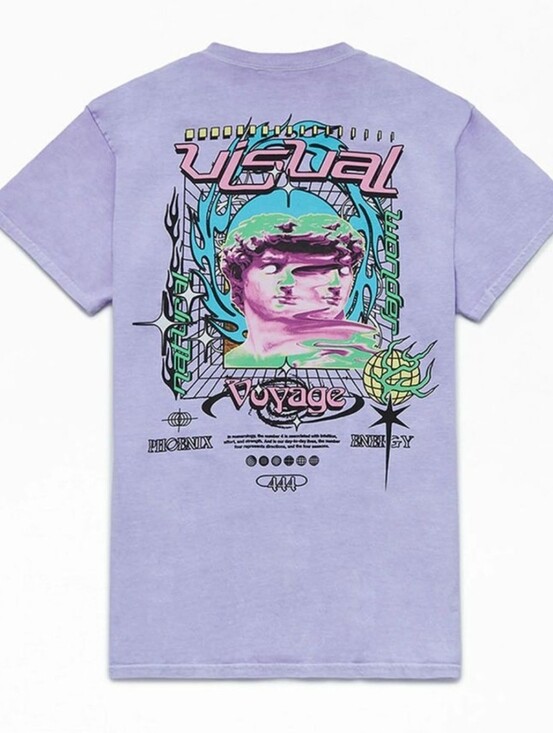 PacSun Other - PacSun Visual Voyage Lavender Crewneck Graphic Tee 100% Cotton Mens Large